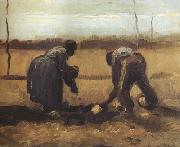 Vincent Van Gogh Peasant and Peasant Woman Planting Potatoes (nn04) china oil painting reproduction